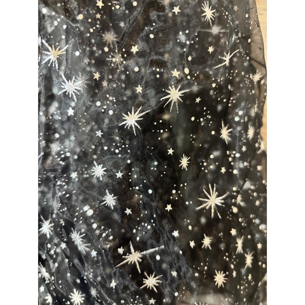 Galaxy Star Sheer Black Kimono Duster Robe Maxi Bell Sleeve Halloween OS - Picture 3 of 4